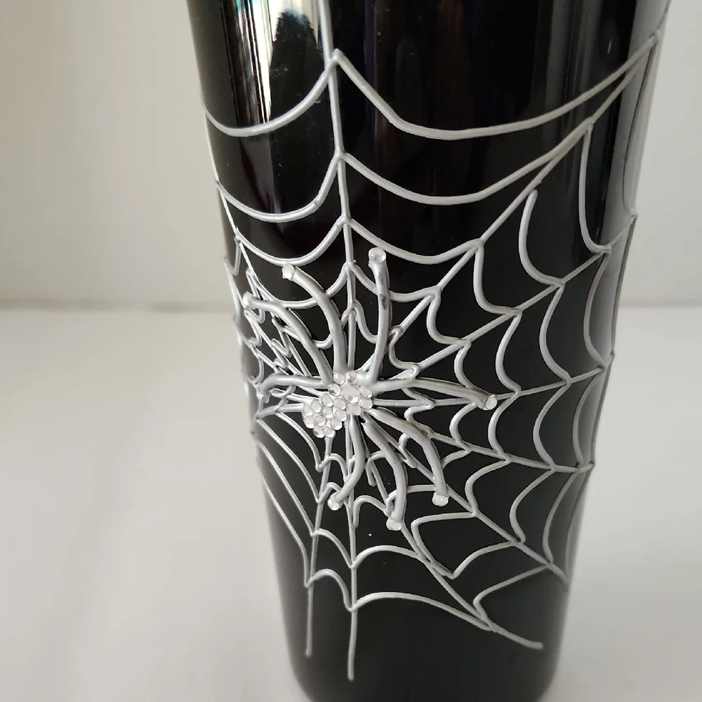 METAL SPIDER CUP with WEB and RHINESTONES EMBELLISH THIS 8
